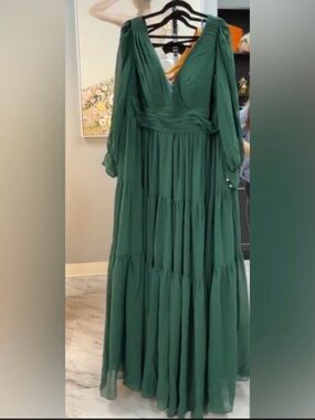 Forest Green Long Sleeve Tiered Maxi Dress